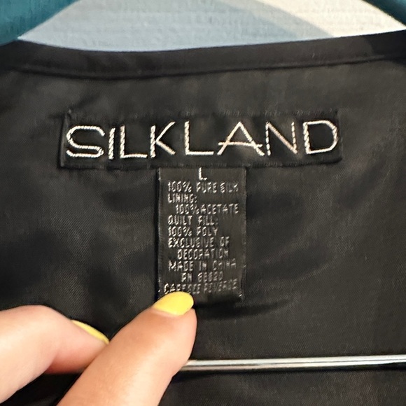 SilkLand Vintage Quilted Patchwork 100% Silk Jacket Black White Large Sequins - Picture 4 of 8